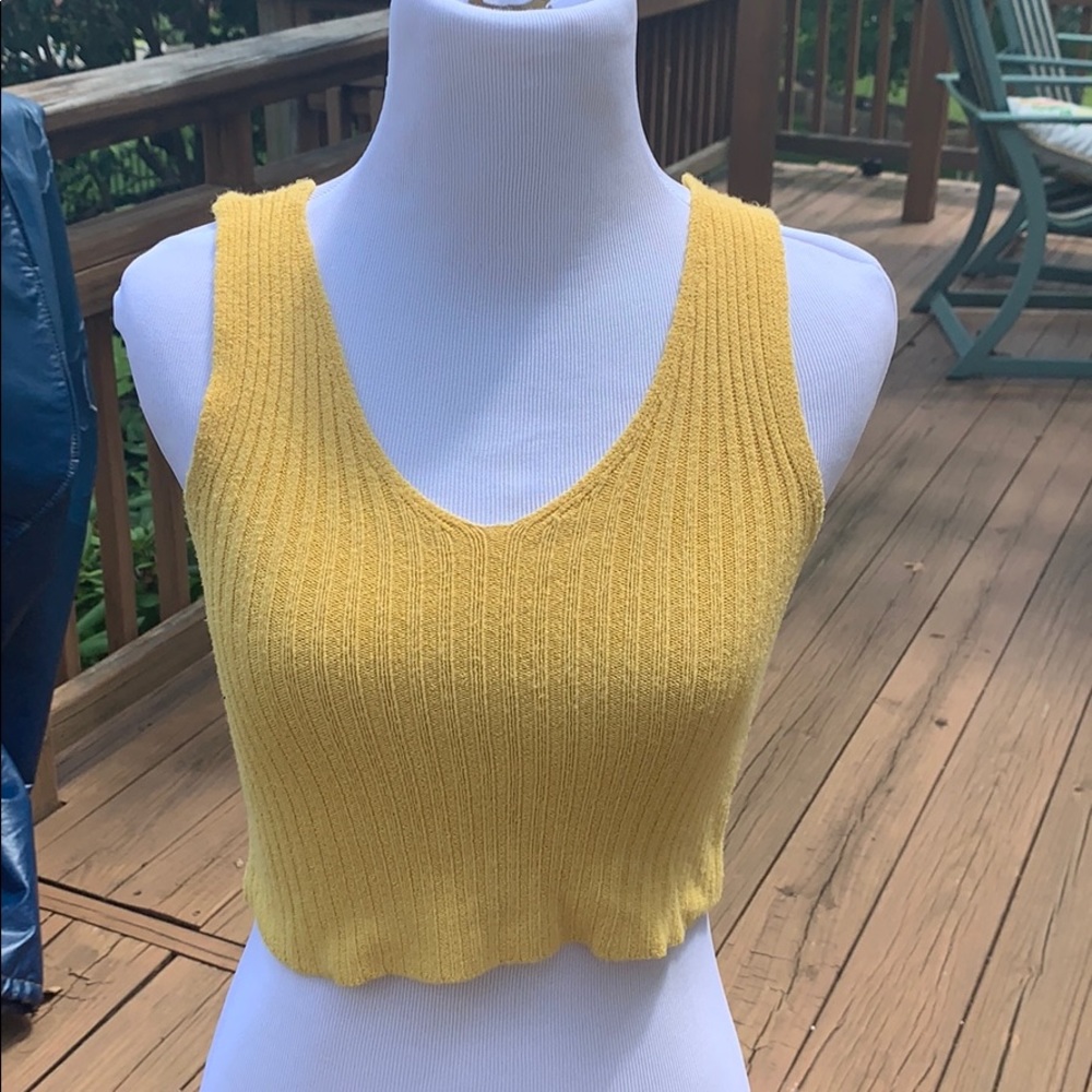 mustard colored soft cropped tank